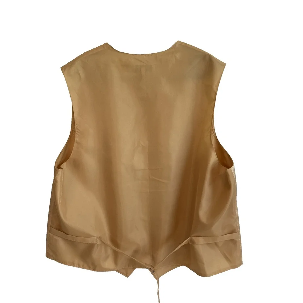 Vesuvio Napoli Mens Gold Paisley Tuxedo Vest 3XL Formal Wedding Elegant Guest